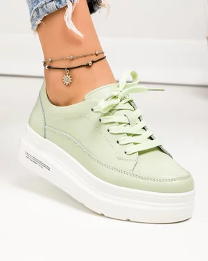 Pantofi Piele Naturala Malia - Verde deschis
