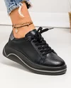 Pantofi Piele Naturala Negri Cu Pewter Casual AW352 1