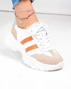 Pantofi sport dama piele naturala albi cu piele naturala intoarsa bej WIZ0226 3