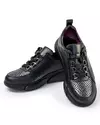 Pantofi sport piele naturala negri cu print si talpa groasa ARIA195 6