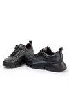 Pantofi sport piele naturala negri cu print si talpa groasa ARIA195 7