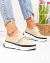 Pantofic asual dama piele naturala bej cu inchidere scai T6086 1