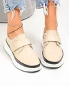 Pantofic asual dama piele naturala bej cu inchidere scai T6086 3