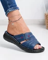 Papuci dama piele naturala albastri cu talpa flexibila si talpic moale PV910 3
