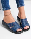 Papuci dama piele naturala albastri cu talpa flexibila si talpic moale PV910 1