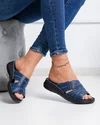 Papuci dama piele naturala albastri cu talpa flexibila si talpic moale PV910 4