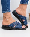 Papuci dama piele naturala albastri cu talpa flexibila si talpic moale PV910 5