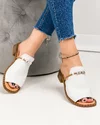Papuci dama piele naturala albi cu accesoriu PV960 2