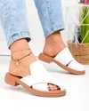 Papuci dama piele naturala albi cu talpa joasa F005-021 2