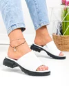 Papuci dama piele naturala albi cu talpa joasa perforati F001-801 2