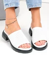 Papuci dama piele naturala albi cu talpa joasa perforati F001-801 3