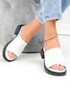 Papuci dama piele naturala albi cu talpa joasa perforati F001-801 4