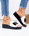 Papuci dama piele naturala albi cu talpa neagra si fundita GI-004 5