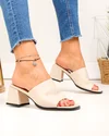 Papuci dama piele naturala bej cu inchidere slip-on si toc gros TN6506 1