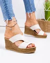 Papuci dama piele naturala bej cu model decupat si talpa tip platforma PV982 1