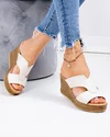 Papuci dama piele naturala bej cu model decupat si talpa tip platforma PV982 4