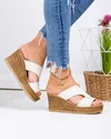 Papuci dama piele naturala bej cu model decupat si talpa tip platforma PV982 5