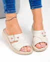 Papuci dama piele naturala bej cu talpa flexibila PV910 1
