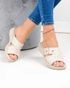 Papuci dama piele naturala bej cu talpa flexibila PV910 4