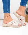 Papuci dama piele naturala bej cu talpa flexibila PV910 5