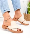 Papuci dama piele naturala bej cu talpa joasa F005-021 1