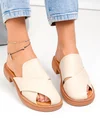 Papuci dama piele naturala bej cu talpa joasa F005-021 3