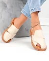 Papuci dama piele naturala bej cu talpa joasa F005-021 4