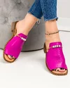 Papuci dama piele naturala fucsia cu talpa joasa PV960 2
