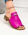 Papuci dama piele naturala fucsia cu talpa joasa PV960 1