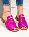 Papuci dama piele naturala fucsia cu talpa joasa PV960 3