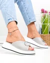 Papuci dama piele naturala gri cu talpa alba perforati T6026 3