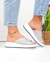 Papuci dama piele naturala gri cu talpa alba perforati T6026 4