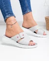 Papuci dama piele naturala gri cu talpa flexibila PV910 2