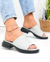 Papuci dama piele naturala gri cu talpa joasa F001-801 2