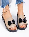 Papuci dama piele naturala kaki cu talpic adancit si fundita neagra GI-004 3