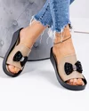 Papuci dama piele naturala kaki cu talpic adancit si fundita neagra GI-004 4