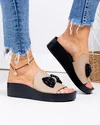 Papuci dama piele naturala kaki cu talpic adancit si fundita neagra GI-004 5