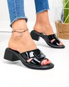 Papuci dama piele naturala lacuita negri slip-on JY5762 2