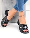 Papuci dama piele naturala lacuita negri slip-on JY5762 4