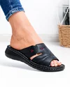 Papuci dama piele naturala negri cu talpic moale PV910 4