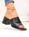 Papuci dama piele naturala negri cu toc gros si inchidere slip-on TN6506 2