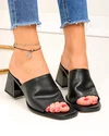 Papuci dama piele naturala negri cu toc gros si inchidere slip-on TN6506 3