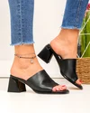 Papuci dama piele naturala negri cu toc gros si inchidere slip-on TN6506 5