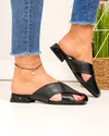 Papuci dama piele naturala negri cu varf partial inchis si inchidere slip-on TN6504 5