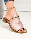 Papuci dama piele naturala rose sidefat accesorizati PV960 1