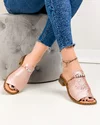 Papuci dama piele naturala rose sidefat accesorizati PV960 4