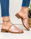 Papuci dama piele naturala rose sidefat accesorizati PV960 5