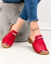 Papuci dama piele naturala rosii accesorizati PV960 4