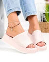 Papuci dama piele naturala roz cu talpa groasa F001-861 2