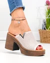 Papuci dama piele naturala roz perforati cu insertie elastica JY3695 4